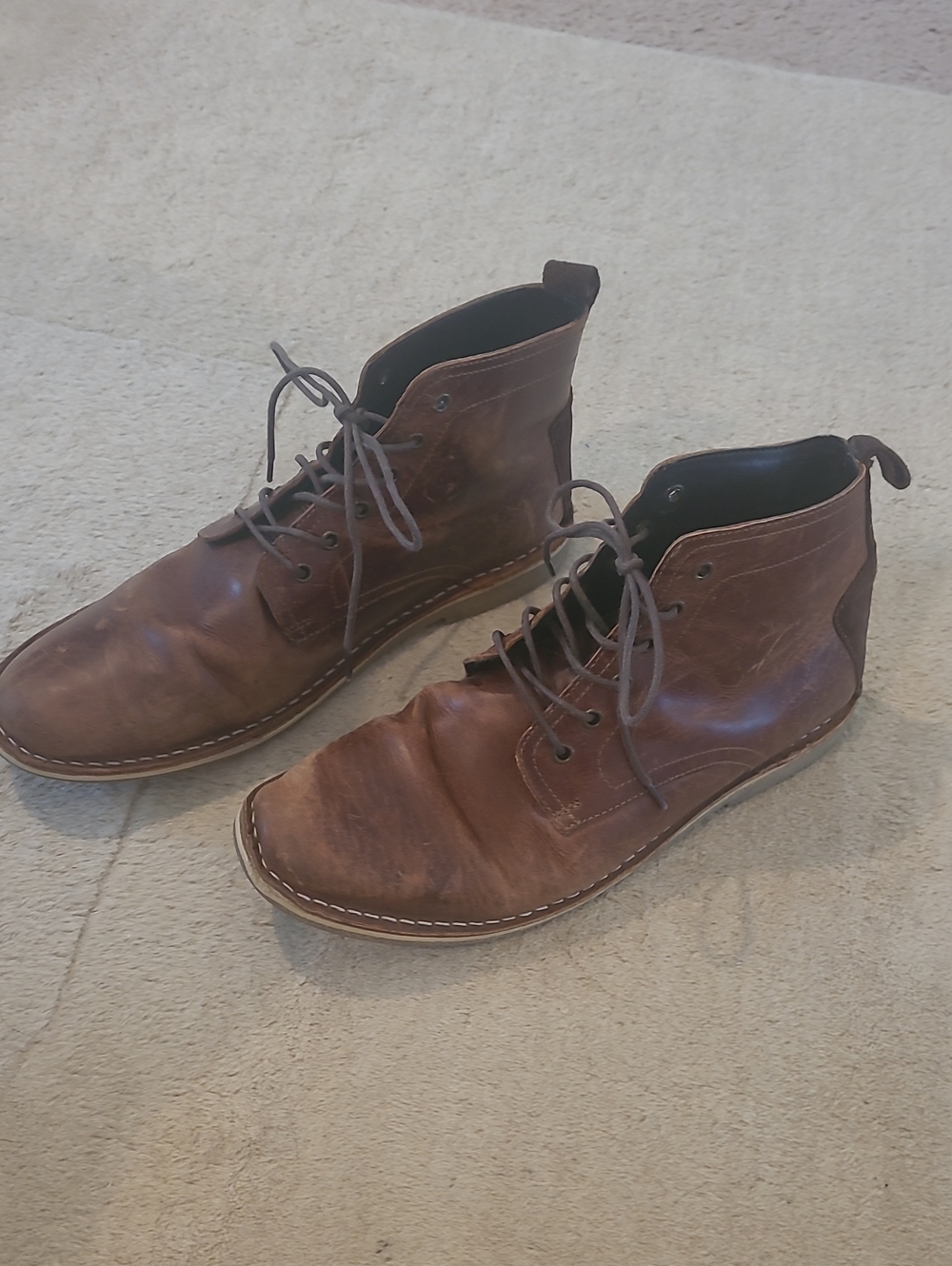 ASOS Brown Leather Chukka Boots with Lace-Up Closure Size 9